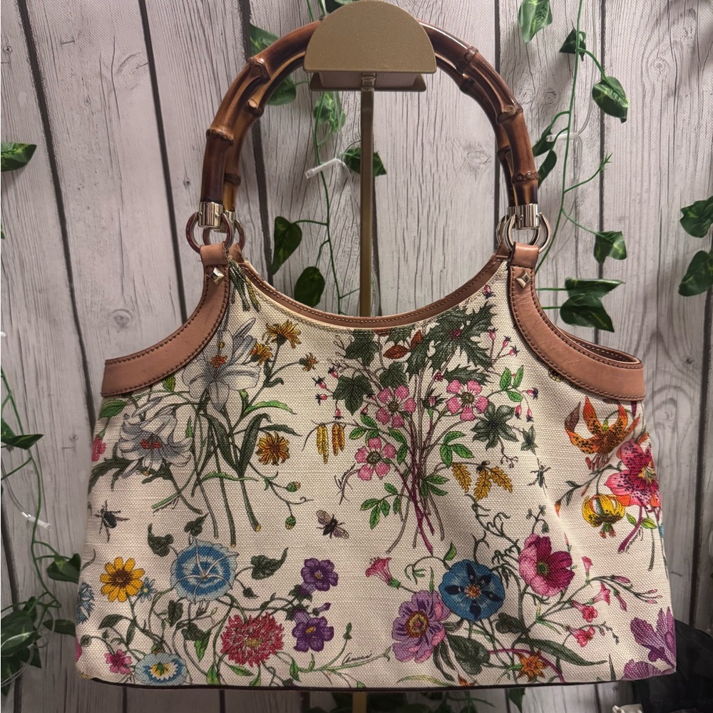 Gucci Flora Bamboo handle hand bag